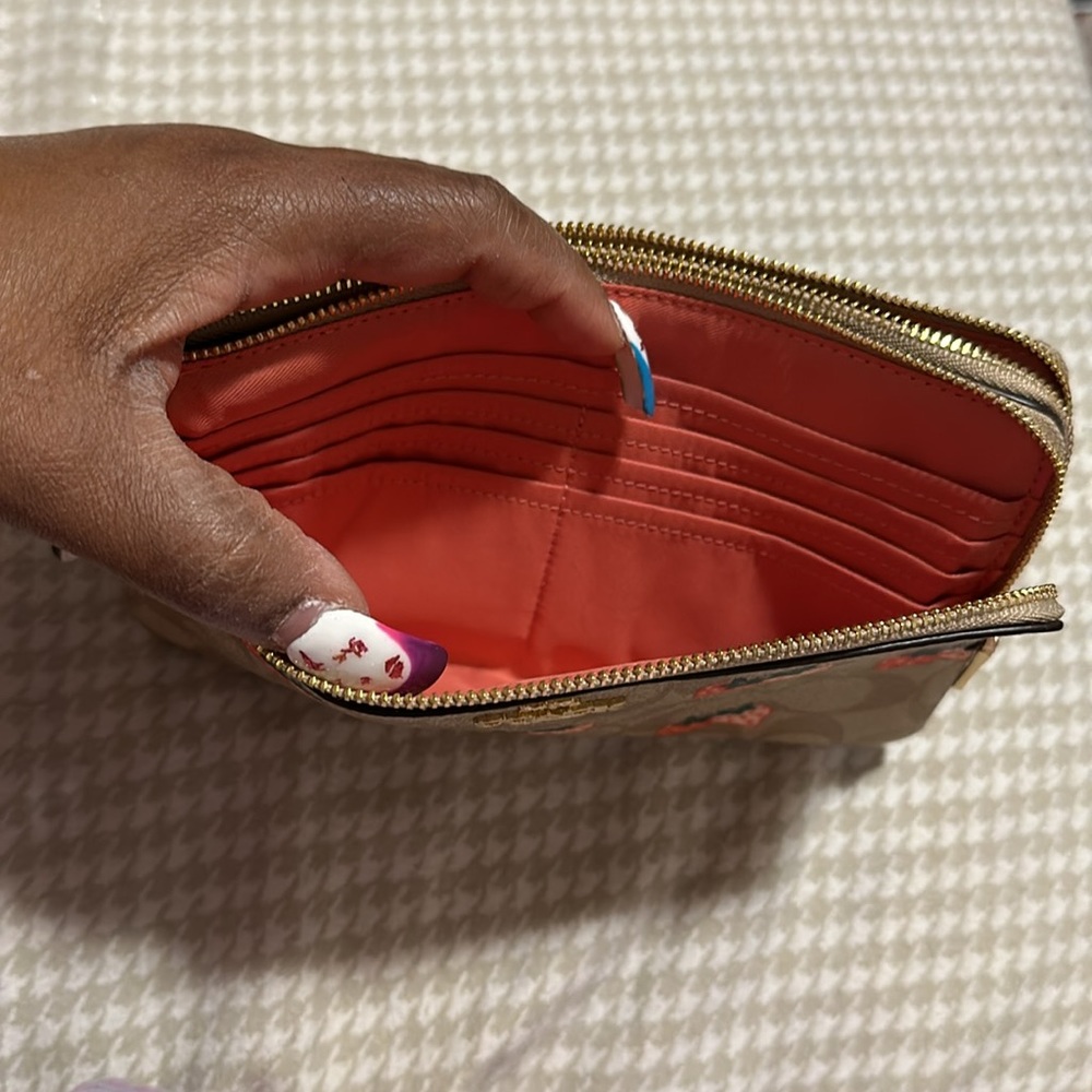 Tan Multi Colored Wallet Wristlet Used Once - image 5